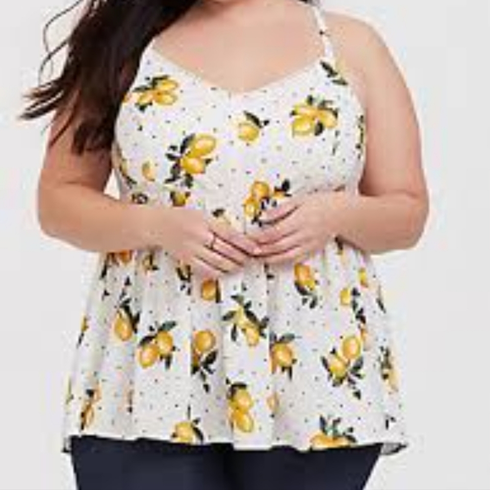 Plus size torrid lemon print baby doll top